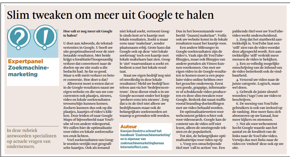 Artikel Financieel Dagblad slim tweaken om meer uit Google te halen