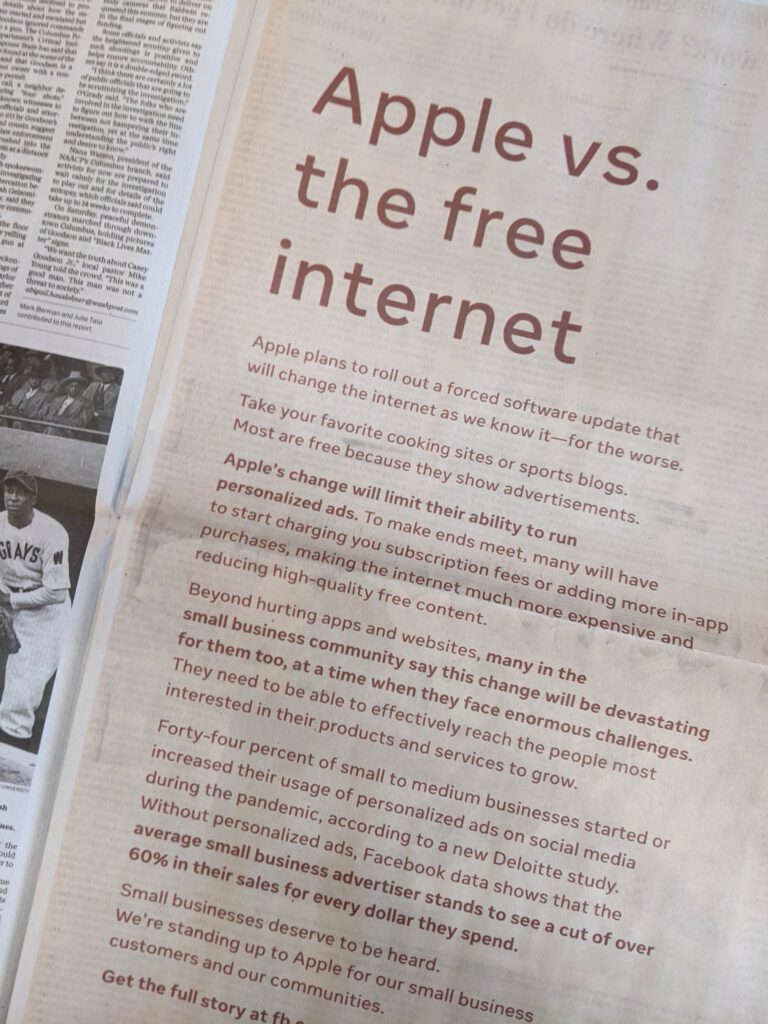 advertentie facebook Apple versus the free internet